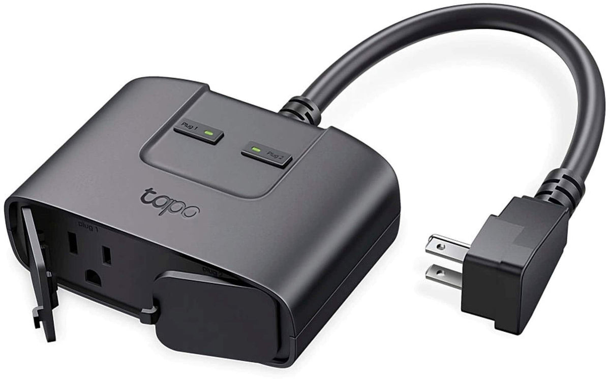 TP-Link - Tapo Smart Wi-Fi Outdoor Dual Plug - Control & Schedule Holiday Decorations & Outdoor Lights - Black