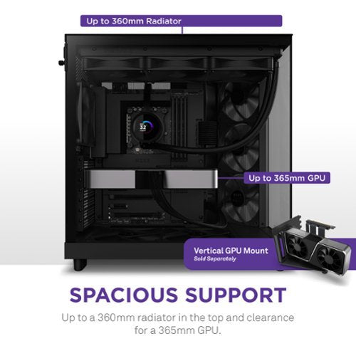 NZXT - H6 Flow ATX Mid-Tower PC Case with Dual Chamber - Black