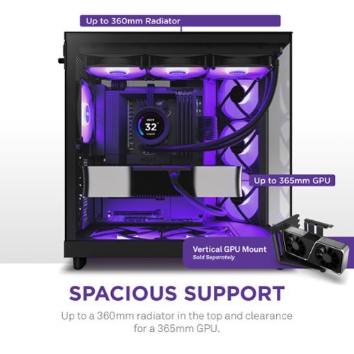 NZXT - H6 Flow RGB ATX Mid-Tower PC Case with Dual Chamber - Black