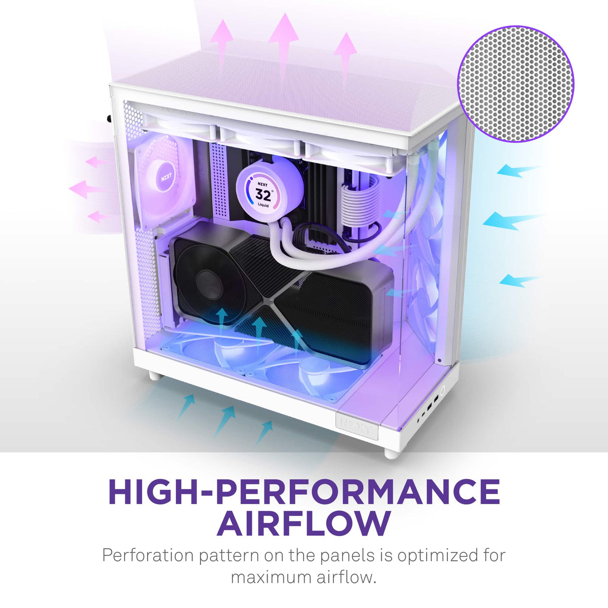 NZXT - H6 Flow RGB ATX Mid-Tower PC Case with Dual Chamber - White