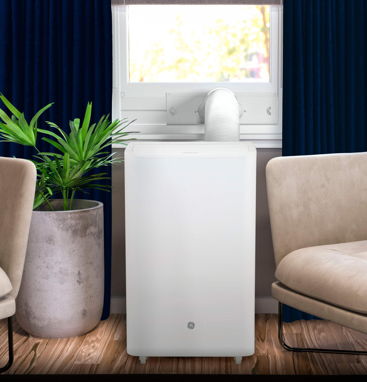GE - 350 Sq. Ft. 8,500 BTU Smart Portable Air Conditioner - White