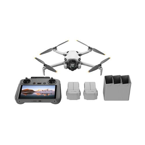 DJI - Geek Squad Certified Refurbished Mini 4 Pro Fly More Combo Drone and RC 2 Remote Control with Built-in Screen - Gray