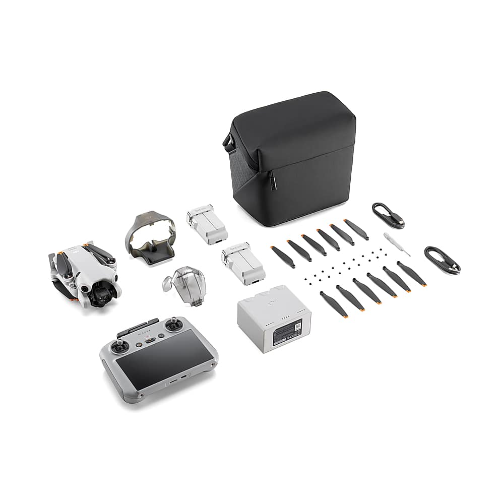 DJI - Geek Squad Certified Refurbished Mini 4 Pro Fly More Combo Drone and RC 2 Remote Control with Built-in Screen - Gray