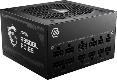 MSI - MAG A850GL PCIE5 850W Full Modular ATX 3.1 Ready 80 Plus Gold Power Supply - Black