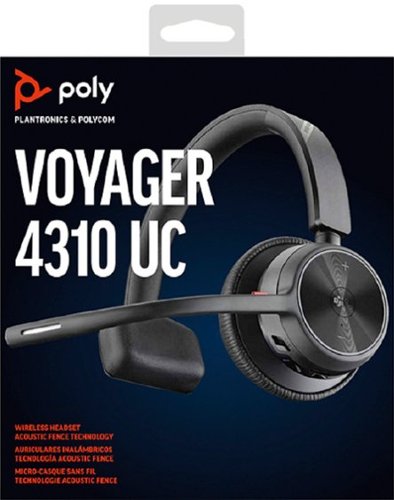 Poly - Voyager 4310 Wireless Noise Cancelling Single Ear Headset with mic - Black