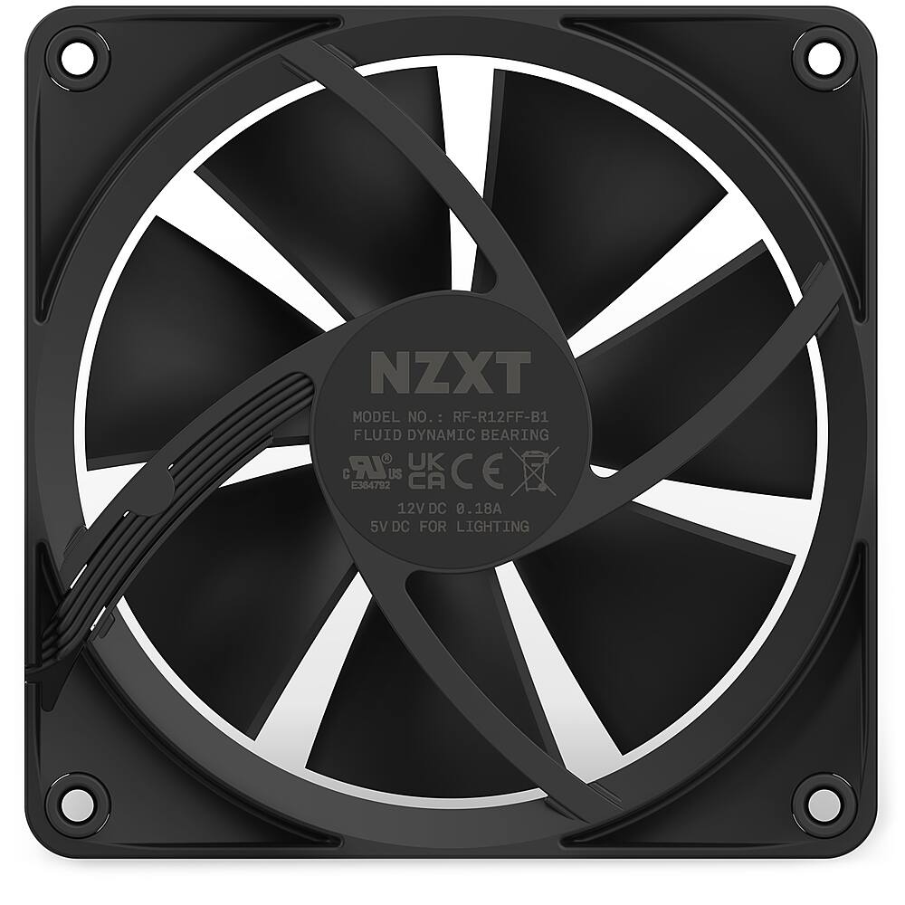 NZXT - F120 RGB 120mm Computer Case Fan with Fluid Dynamic Bearings - Black