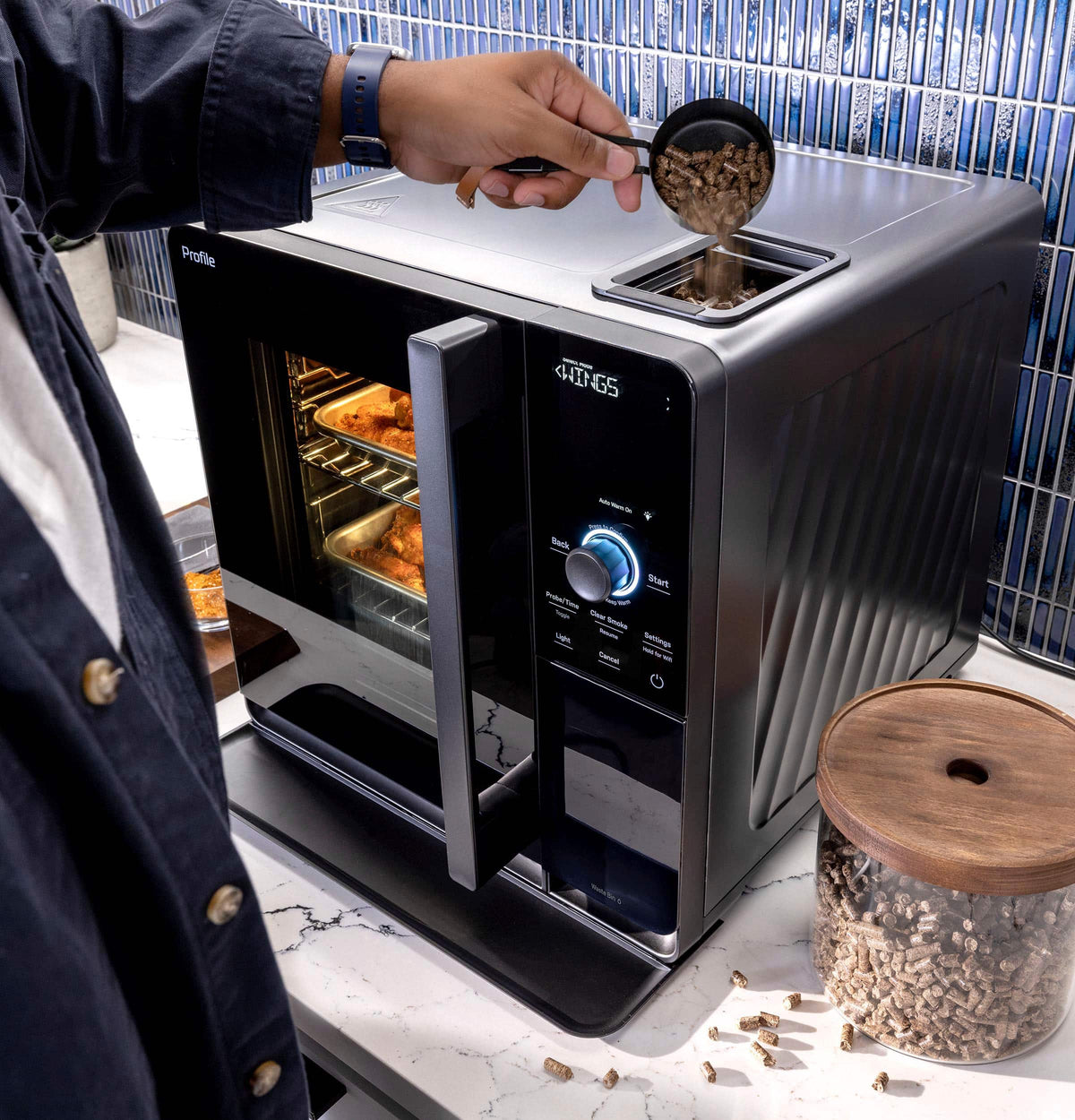 GE Profile - Smart Indoor Smoker - Black