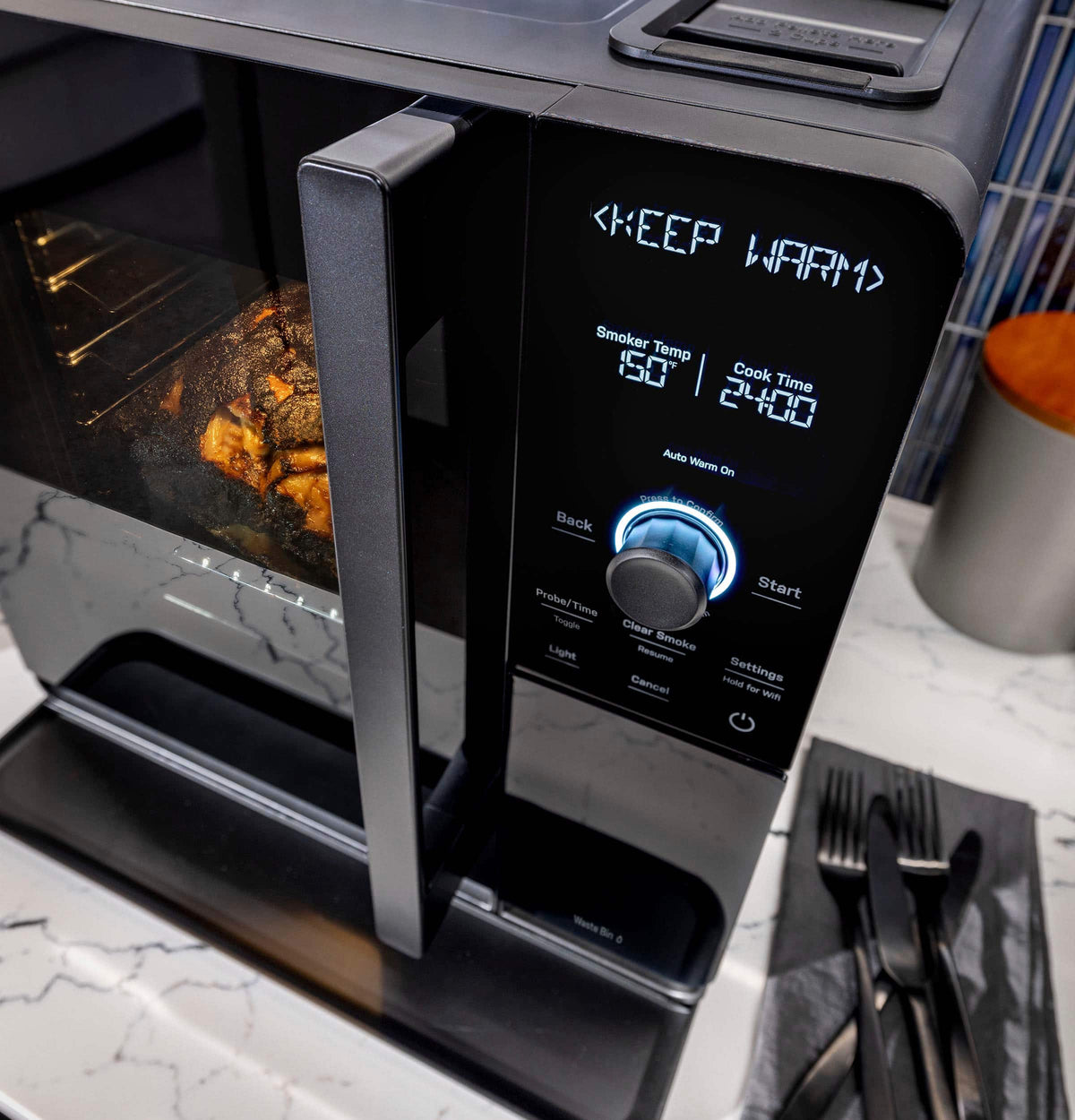 GE Profile - Smart Indoor Smoker - Black