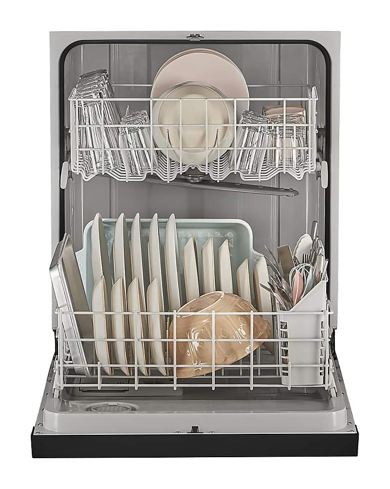 Whirlpool - 24 inch Front Control Built-In Dishwasher with Boost Cycle and 57 dBA - Black