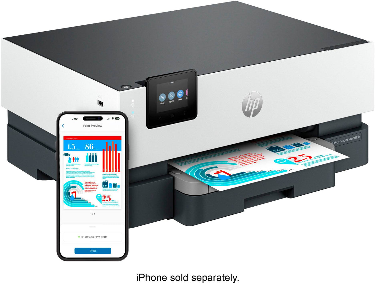 HP - OfficeJet Pro 9110b Wireless Inkjet Printer - White