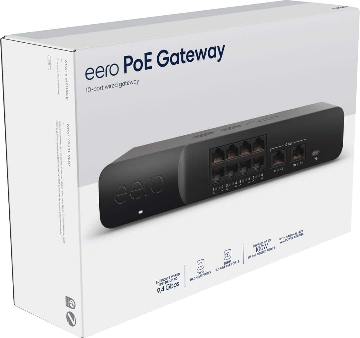 PoE Gateway - Wired eero Router and 10-port PoE+ Smart Network Switch - Black