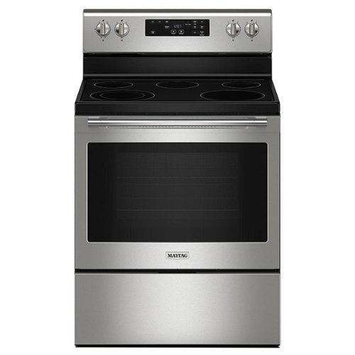 Maytag - 30 in. Wide 5 element 5.3 cu. ft. Freestanding Electric Range with Steam Clean - Stainless Steel