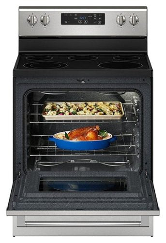 Maytag - 30 in. Wide 5 element 5.3 cu. ft. Freestanding Electric Range with Steam Clean - Stainless Steel
