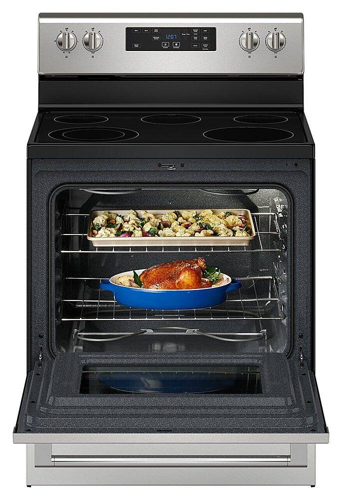 Maytag - 30 in. Wide 5 element 5.3 cu. ft. Freestanding Electric Range with Steam Clean - Stainless Steel