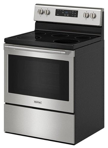 Maytag - 30 in. Wide 5 element 5.3 cu. ft. Freestanding Electric Range with Steam Clean - Stainless Steel