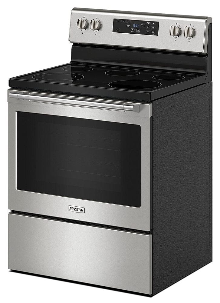 Maytag - 30 in. Wide 5 element 5.3 cu. ft. Freestanding Electric Range with Steam Clean - Stainless Steel