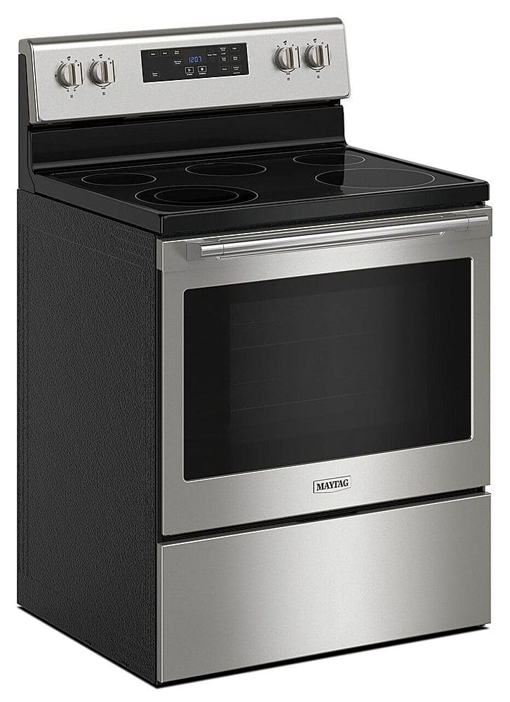 Maytag - 30 in. Wide 5 element 5.3 cu. ft. Freestanding Electric Range with Steam Clean - Stainless Steel