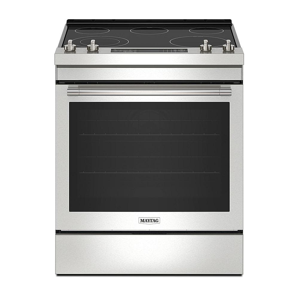 Maytag - 30 in. Wide 5 element 6.4 cu. ft. Slide-In Electric Range with Air Fry - Stainless Steel