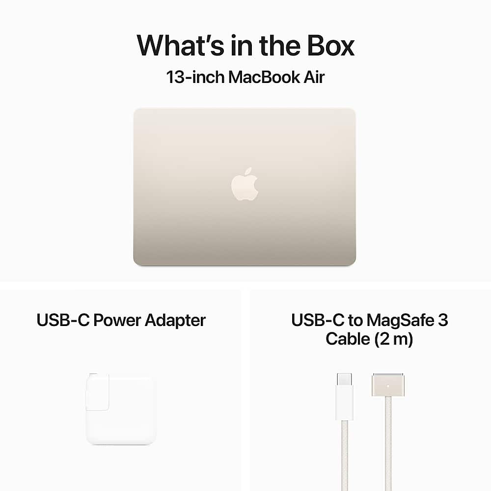 Apple - Geek Squad Certified Refurbished MacBook Air 13-inch Laptop - M3 chip - 16GB Memory - 512GB SSD - Starlight