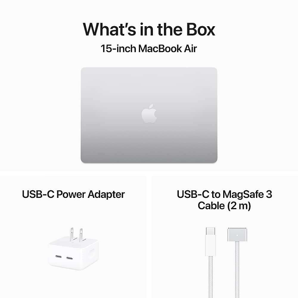 Apple - Geek Squad Certified Refurbished MacBook Air 15-inch Laptop - M3 chip - 8GB Memory - 512GB SSD - Silver