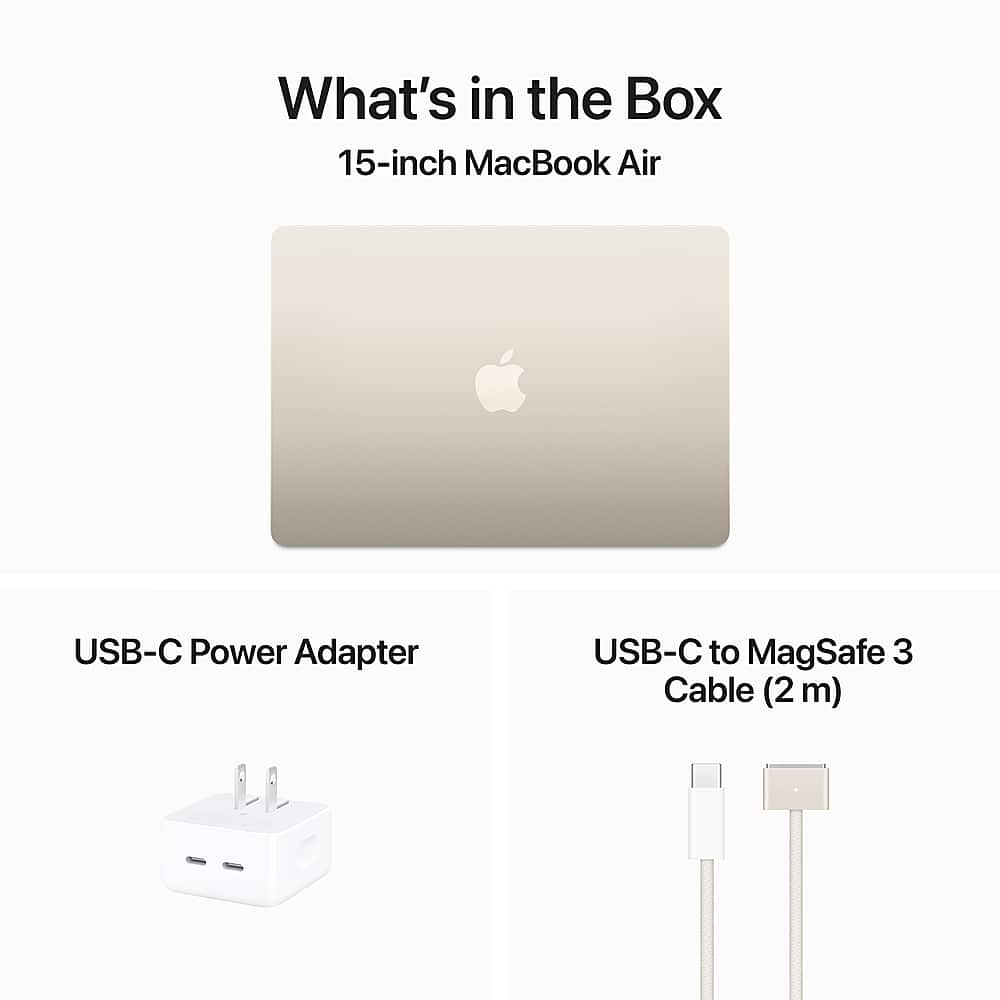 Apple - Geek Squad Refurbished Good - MacBook Air 15-inch Laptop - M3 chip - 8GB Memory - 256GB SSD - Starlight