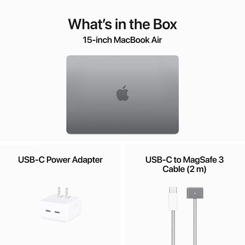 Apple - Geek Squad Certified Refurbished MacBook Air 15-inch Laptop - M3 chip - 16GB Memory - 512GB SSD - Space Gray