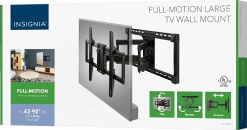 Insignia™ - Full-Motion TV Wall Mount for Most 42"–90" TVs — Extends 22" - Black