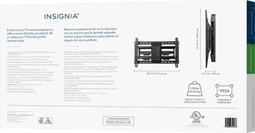 Insignia™ - Full-Motion TV Wall Mount for Most 42"–90" TVs — Extends 22" - Black