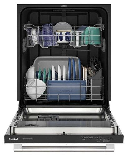 Maytag - 24 inch Top Control Built-In Stainless Steel Tub Dishwasher with Heated Dry and 51 dBa - Stainless Steel
