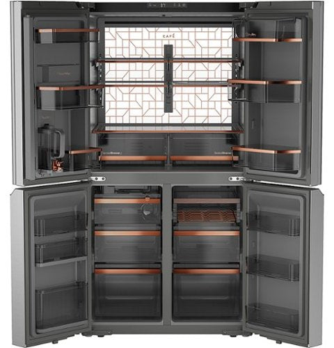 Café - 36 in. Wide 28.3 Cu. Ft. 4-Door French Door Smart Refrigerator with Dual-Dispense AutoFill Pitcher - Platinum Glass