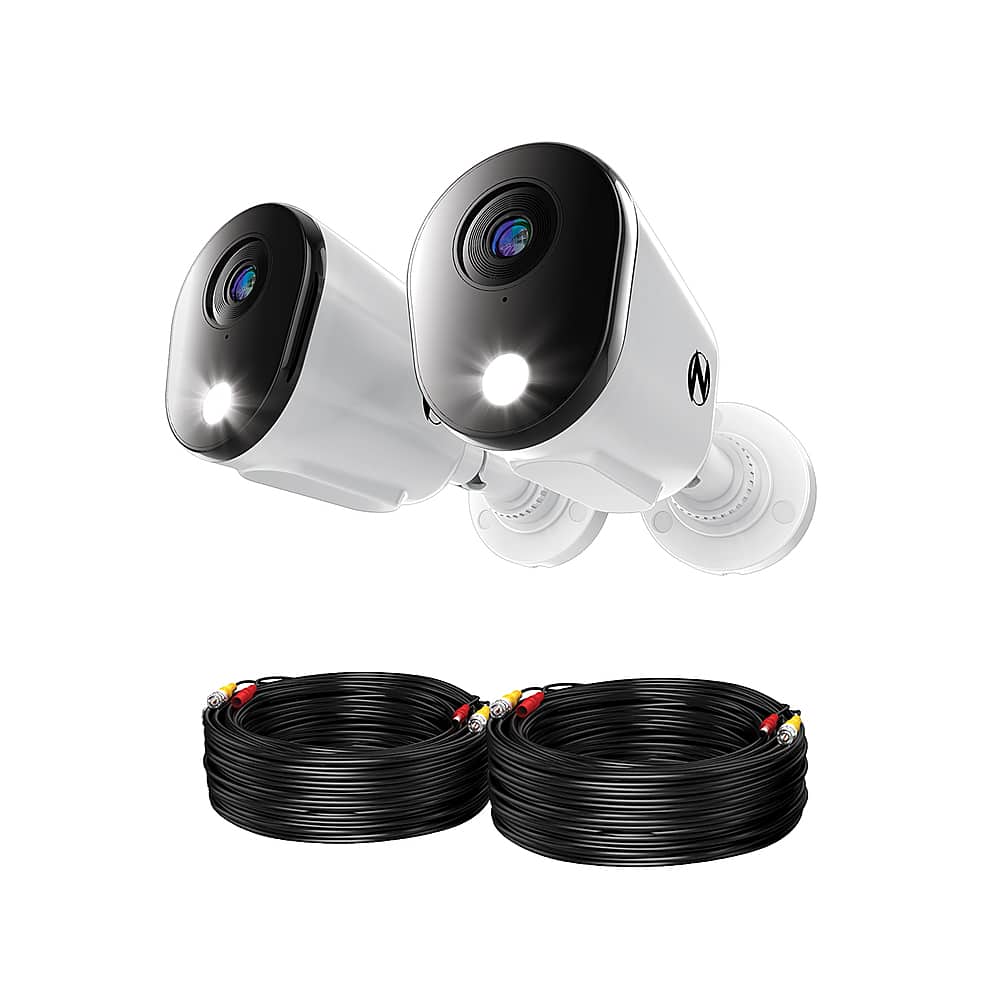 Night Owl - 2-Camera Indoor/Outdoor Wired 4K Security Cameras with 2-Way Audio - White