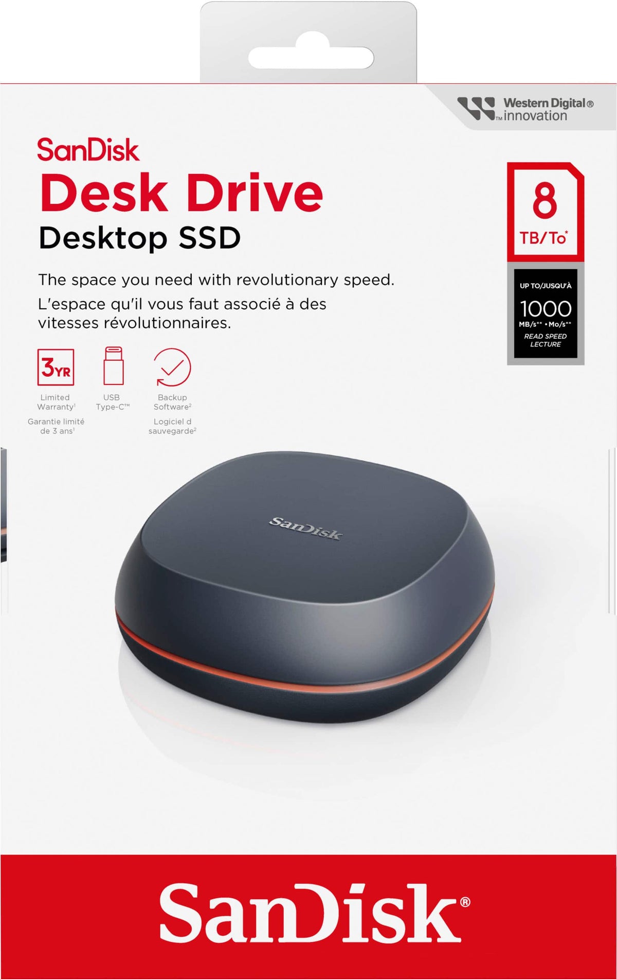 SANDISK - 8TB Desk Drive USB Type-C Desktop External SSD - Black