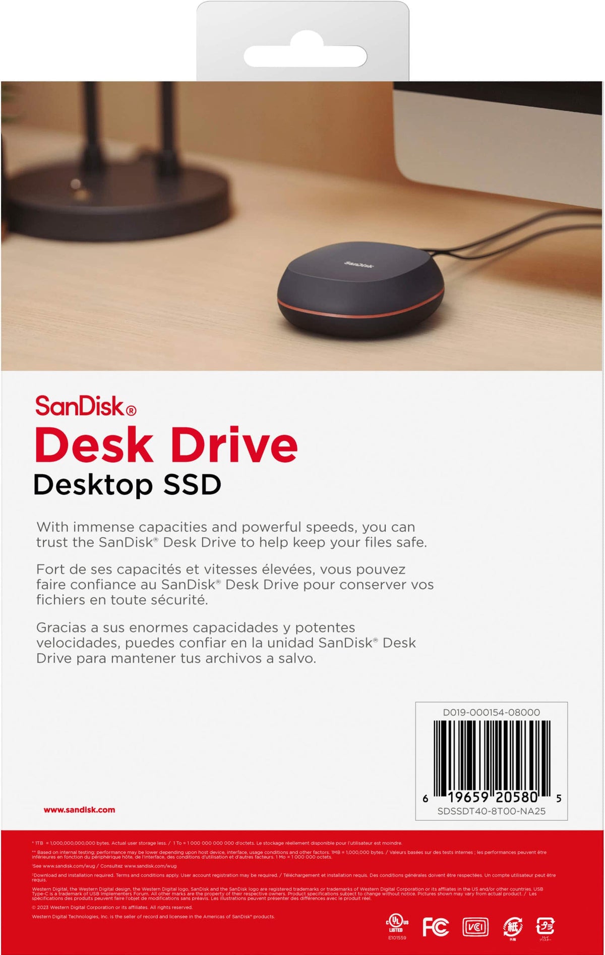 SANDISK - 8TB Desk Drive USB Type-C Desktop External SSD - Black