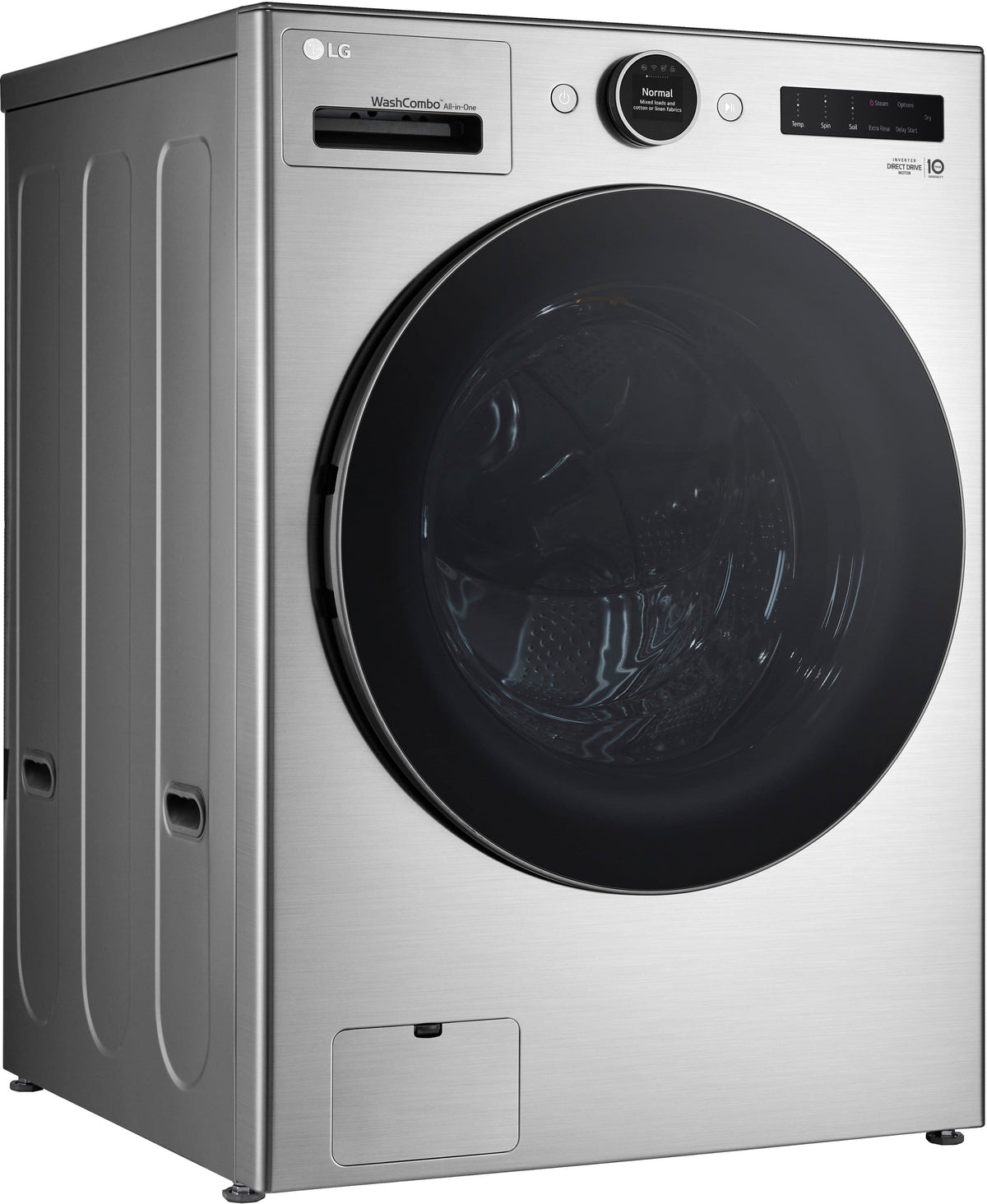LG - 5.0 Cu. Ft. HE Smart Mega Capacity All-in-One Electric Washer/Dryer WashCombo with Steam and Ventless Inverter Heat Pump - Graphite Steel