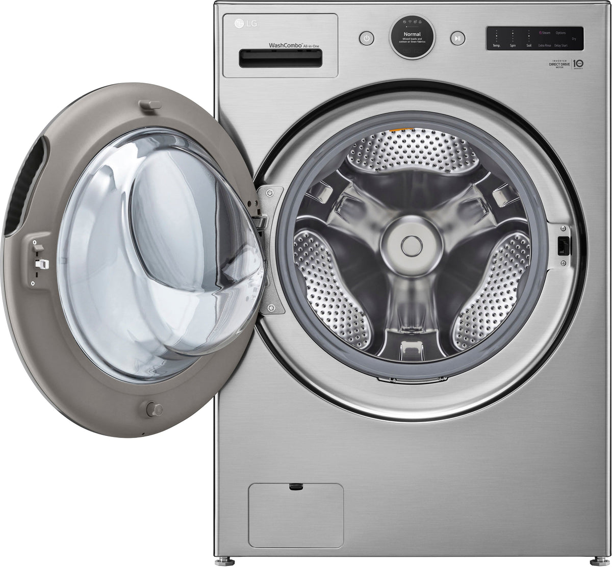 LG - 5.0 Cu. Ft. HE Smart Mega Capacity All-in-One Electric Washer/Dryer WashCombo with Steam and Ventless Inverter Heat Pump - Graphite Steel