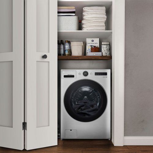 LG - 5.0 Cu. Ft. HE Smart Mega Capacity All-in-One Electric Washer/Dryer WashCombo with Steam and Ventless Inverter Heat Pump - Graphite Steel