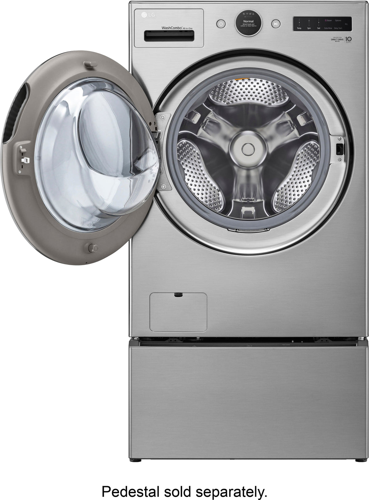 LG - 5.0 Cu. Ft. HE Smart Mega Capacity All-in-One Electric Washer/Dryer WashCombo with Steam and Ventless Inverter Heat Pump - Graphite Steel