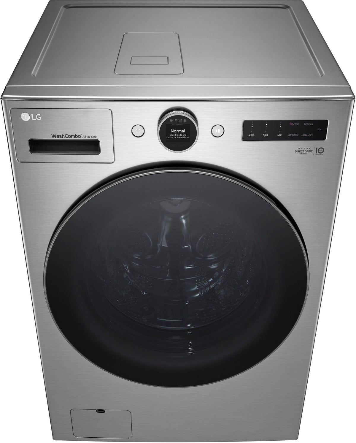 LG - 5.0 Cu. Ft. HE Smart Mega Capacity All-in-One Electric Washer/Dryer WashCombo with Steam and Ventless Inverter Heat Pump - Graphite Steel