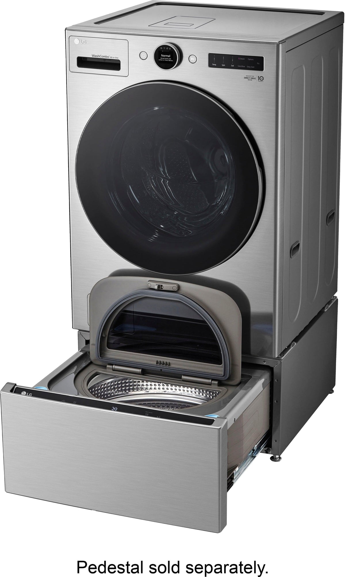 LG - 5.0 Cu. Ft. HE Smart Mega Capacity All-in-One Electric Washer/Dryer WashCombo with Steam and Ventless Inverter Heat Pump - Graphite Steel