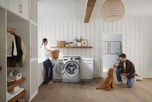 LG - 5.0 Cu. Ft. HE Smart Mega Capacity All-in-One Electric Washer/Dryer WashCombo with Steam and Ventless Inverter Heat Pump - Graphite Steel