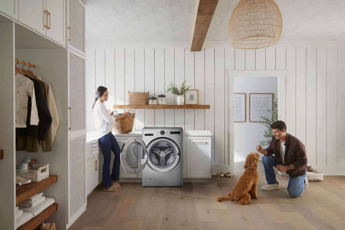 LG - 5.0 Cu. Ft. HE Smart Mega Capacity All-in-One Electric Washer/Dryer WashCombo with Steam and Ventless Inverter Heat Pump - Graphite Steel
