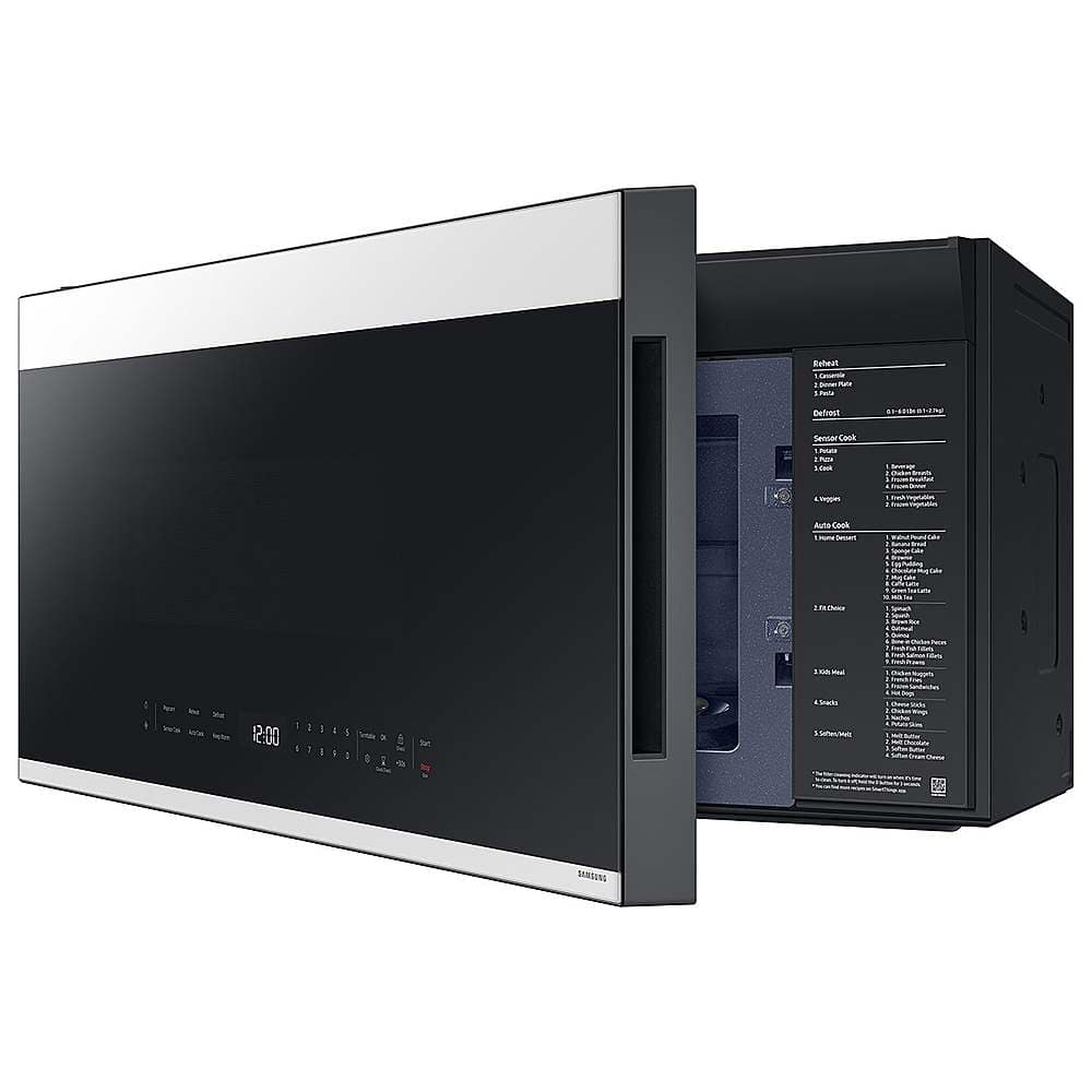 Samsung - Bespoke 2.1 Cu. Ft. Over-the-Range Microwave with Sensor Cooking and Edge to Edge Glass Display - White Glass