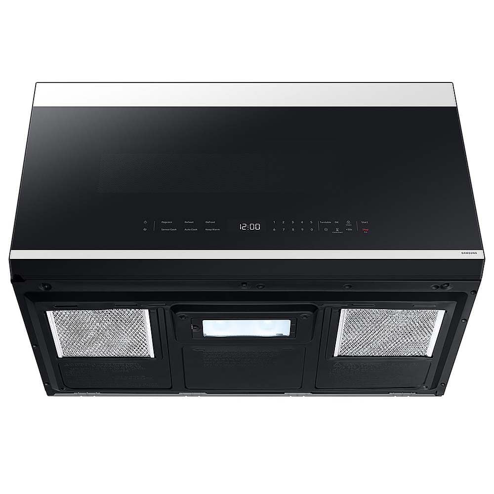Samsung - Bespoke 2.1 Cu. Ft. Over-the-Range Microwave with Sensor Cooking and Edge to Edge Glass Display - White Glass