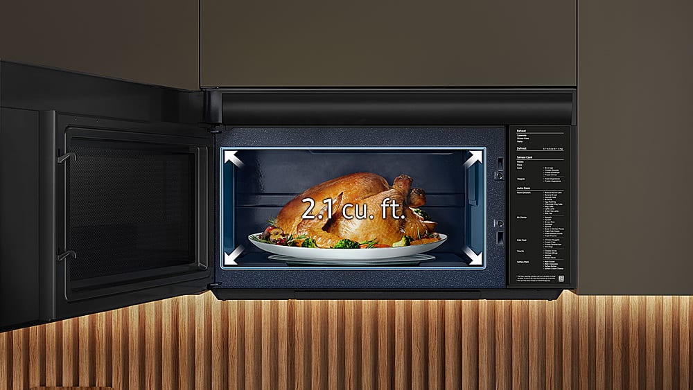 Samsung - Bespoke 2.1 Cu. Ft. Over-the-Range Microwave with Sensor Cooking and Edge to Edge Glass Display - White Glass