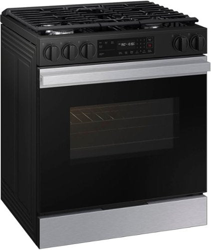 Samsung - 30 in. Wide 5 Burner Bespoke 6.0 Cu. Ft. Slide-In Gas Range with Precision Knobs - Stainless Steel