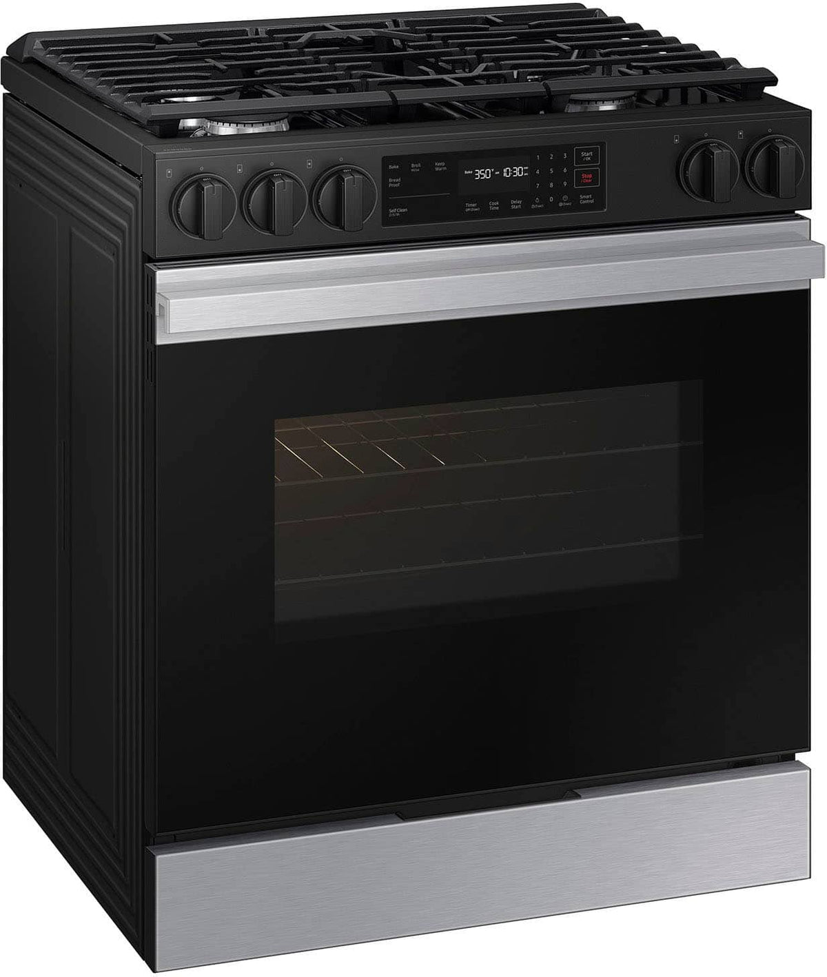 Samsung - 30 in. Wide 5 Burner Bespoke 6.0 Cu. Ft. Slide-In Gas Range with Precision Knobs - Stainless Steel
