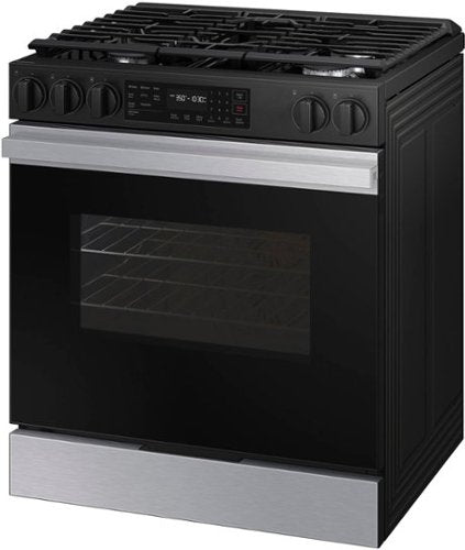 Samsung - 30 in. Wide 5 Burner Bespoke 6.0 Cu. Ft. Slide-In Gas Range with Precision Knobs - Stainless Steel