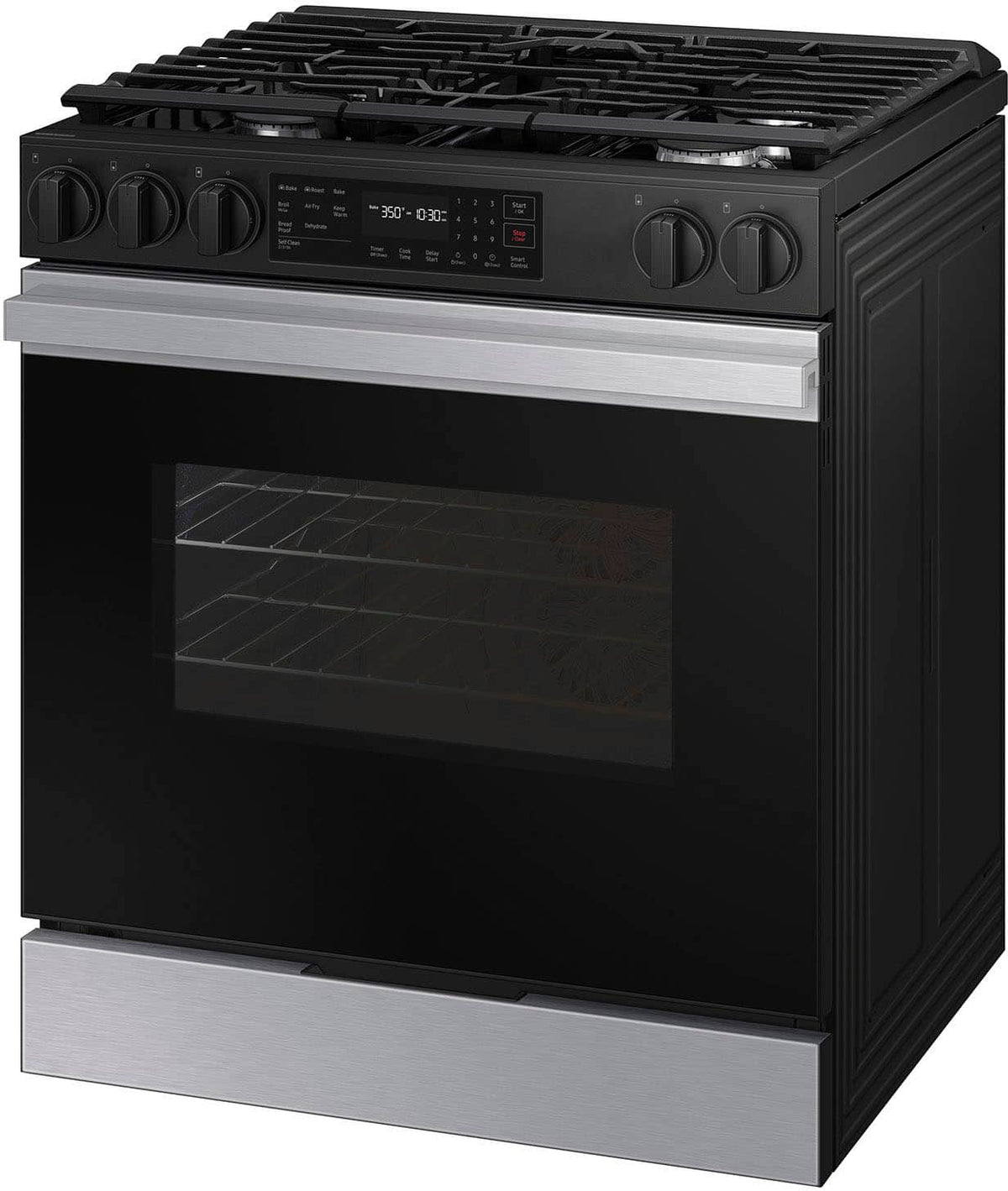 Samsung - 30 in. Wide 5 Burner Bespoke 6.0 Cu. Ft. Slide-In Gas Range with Precision Knobs - Stainless Steel