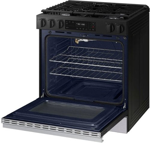 Samsung - 30 in. Wide 5 Burner Bespoke 6.0 Cu. Ft. Slide-In Gas Range with Precision Knobs - Stainless Steel