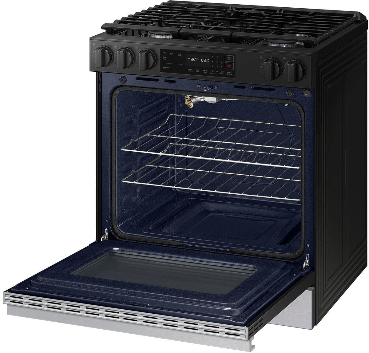Samsung - 30 in. Wide 5 Burner Bespoke 6.0 Cu. Ft. Slide-In Gas Range with Precision Knobs - Stainless Steel